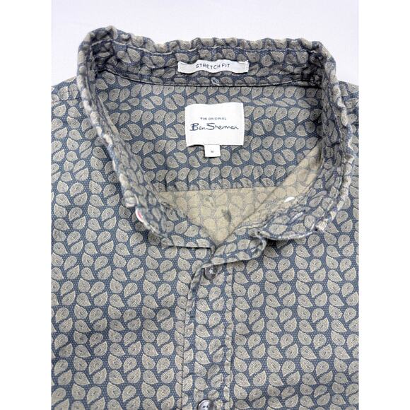 Ben Sherman Men's Stretch Fit Long Sleeve Paisley Button-Down Shirt - Size M - Picture 2 of 4